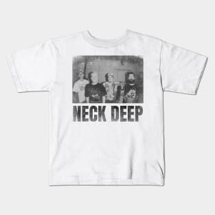 neck deep simple urban black n white Kids T-Shirt